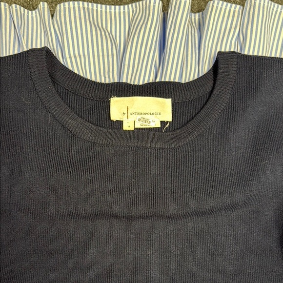 ANTHROPOLOGY Navy and Blue Striped Women's Top - Picture 2 of 3